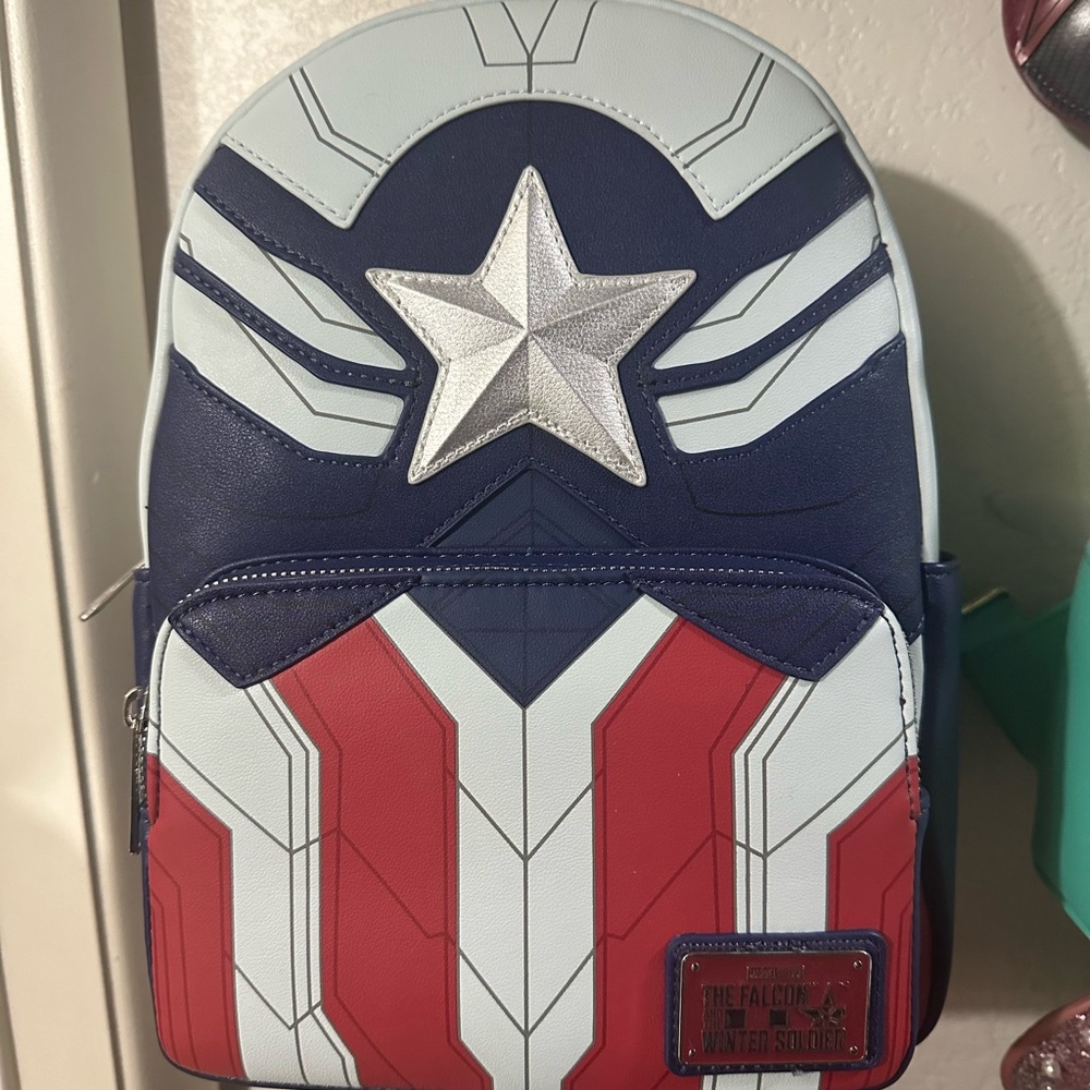 Loungefly Captain America Shield Red White Blue Mini Backpack
